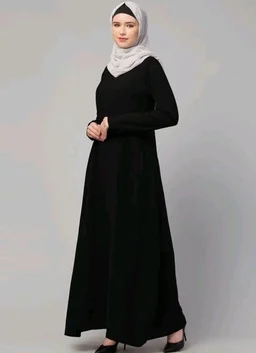 Muslim Closet� Women's Inner Abaya Dress With Side Pocket Made with Nida Matte Fabric
- Black