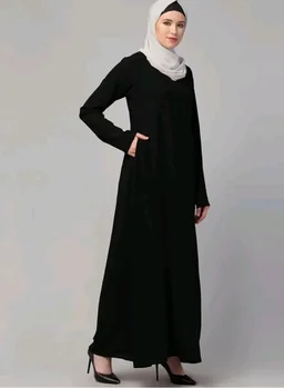 Muslim Closet� Women's Inner Abaya Dress With Side Pocket Made with Nida Matte Fabric
- Black