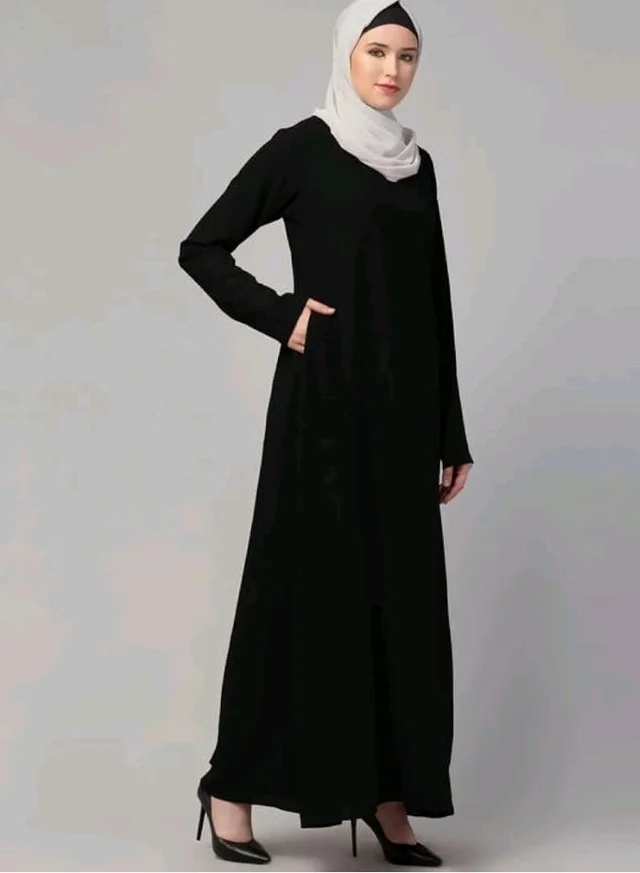Muslim Closet� Women's Inner Abaya Dress With Side Pocket Made with Nida Matte Fabric
- Black