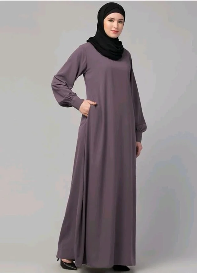Muslim Closet� Women's Inner Abaya Dress With Cuff Sleeves And Side Pocket Made in Nida Matte Fabric
- Voilet