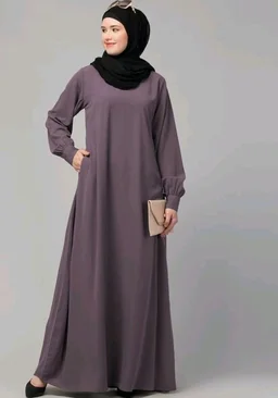 Muslim Closet� Women's Inner Abaya Dress With Cuff Sleeves And Side Pocket Made in Nida Matte Fabric
- Voilet