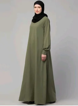 Muslim Closet� Women's Inner Abaya Dress With Cuff Sleeves And Side Pocket Made in Nida Matte Fabric - Jade Green
