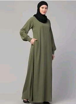 Muslim Closet� Women's Inner Abaya Dress With Cuff Sleeves And Side Pocket Made in Nida Matte Fabric - Jade Green