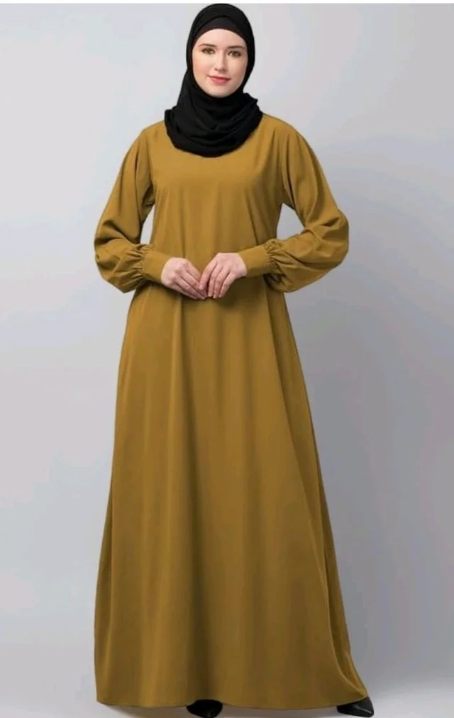 Muslim Closet� Women's Inner Abaya Dress With Cuff Sleeves And Side Pocket Made in Nida Matte Fabric
- Mustard