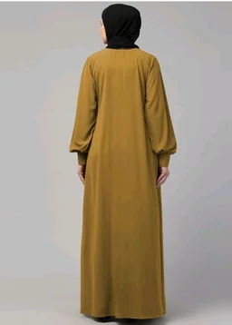 Muslim Closet� Women's Inner Abaya Dress With Cuff Sleeves And Side Pocket Made in Nida Matte Fabric
- Mustard