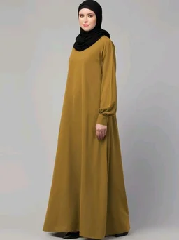 Muslim Closet� Women's Inner Abaya Dress With Cuff Sleeves And Side Pocket Made in Nida Matte Fabric
- Mustard
