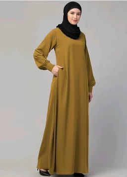 Muslim Closet� Women's Inner Abaya Dress With Cuff Sleeves And Side Pocket Made in Nida Matte Fabric
- Mustard