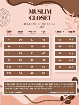 Muslim Closet� Women's Inner Abaya Dress With Cuff Sleeves And Side Pocket Made in Nida Matte Fabric - Brown