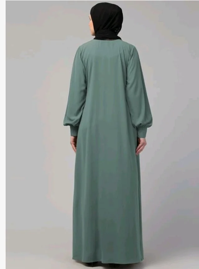 Muslim Closet� Women's Inner Abaya Dress With Cuff Sleeves And Side Pocket Made in Nida Matte Fabric - Aque
