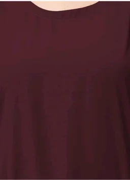 Muslim Closet� Women's Inner Abaya Dress With Cuff Sleeves And Side Pocket Made in Nida Matte Fabric - Burgundy