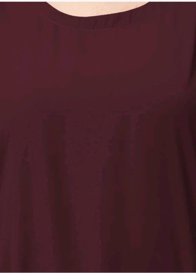 Muslim Closet� Women's Inner Abaya Dress With Cuff Sleeves And Side Pocket Made in Nida Matte Fabric - Burgundy