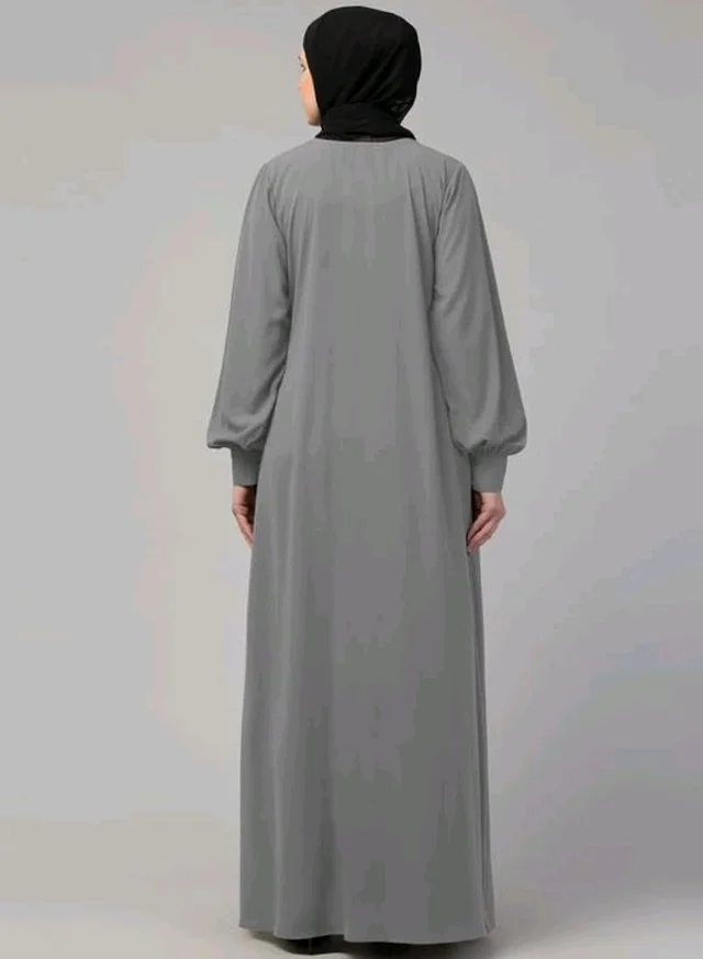 Muslim Closet� Women's Inner Abaya Dress With Cuff Sleeves And Side Pocket Made in Nida Matte Fabric
- Silver