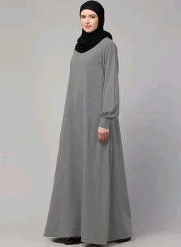 Muslim Closet� Women's Inner Abaya Dress With Cuff Sleeves And Side Pocket Made in Nida Matte Fabric
- Silver