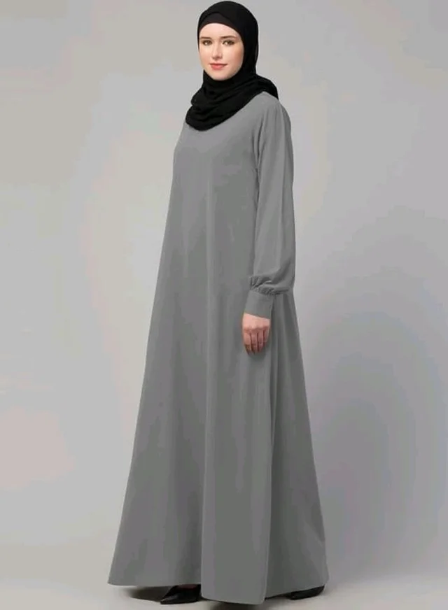 Muslim Closet� Women's Inner Abaya Dress With Cuff Sleeves And Side Pocket Made in Nida Matte Fabric
- Silver