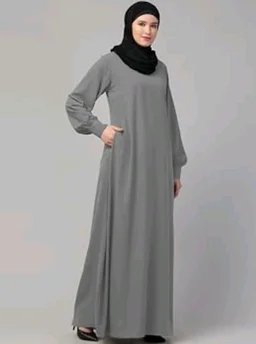 Muslim Closet� Women's Inner Abaya Dress With Cuff Sleeves And Side Pocket Made in Nida Matte Fabric
- Silver