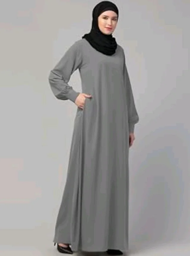 Muslim Closet� Women's Inner Abaya Dress With Cuff Sleeves And Side Pocket Made in Nida Matte Fabric
- Silver