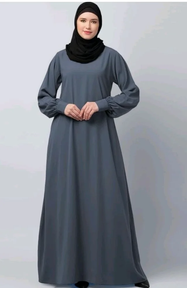 Muslim Closet� Women's Inner Abaya Dress With Cuff Sleeves And Side Pocket Made in Nida Matte Fabric - Grey