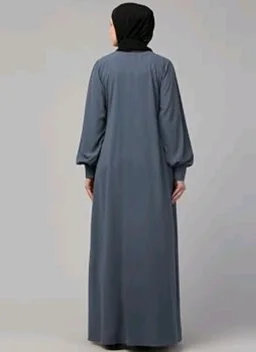 Muslim Closet� Women's Inner Abaya Dress With Cuff Sleeves And Side Pocket Made in Nida Matte Fabric - Grey