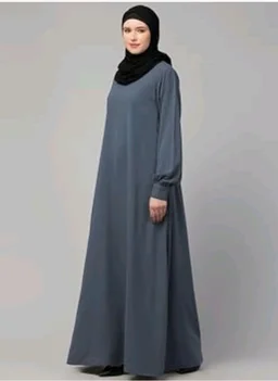 Muslim Closet� Women's Inner Abaya Dress With Cuff Sleeves And Side Pocket Made in Nida Matte Fabric - Grey