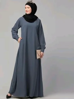 Muslim Closet� Women's Inner Abaya Dress With Cuff Sleeves And Side Pocket Made in Nida Matte Fabric - Grey