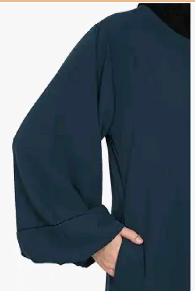 Women’s Loose Fit abaya Made in Nida Matte Fabric with Fashionable Buttons on Front Panel, Long Sleeves & Side Pocket (BT-LFA-006 - Teal Blue
