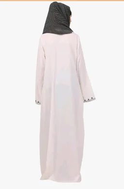 Women’s CEY Fabric Classic Hand Embroidered A-Line Abaya Dress (BT-EAB-006)
- White
