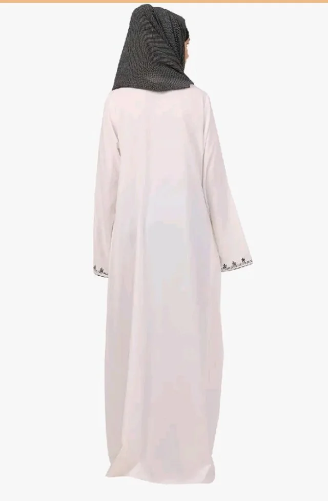 Women’s CEY Fabric Classic Hand Embroidered A-Line Abaya Dress (BT-EAB-006)
- White
