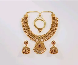 Gold-Plated Antique Temple Jewellery Set for Women - Traditional Necklace with Large Peacock Pendant & Matching Jhumka Earrings | Ethnic Festive & Bridal Wear Set with Ruby & Emerald Accents