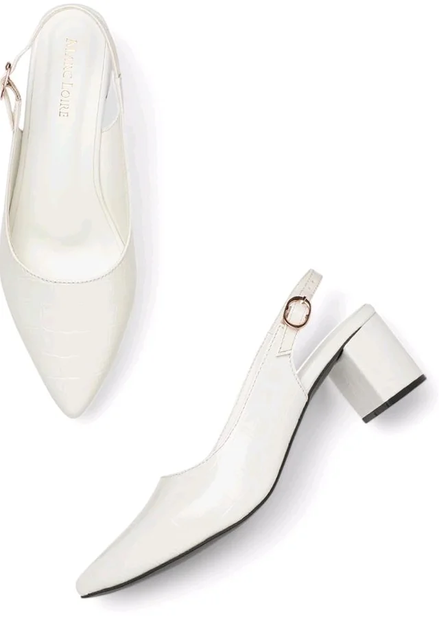 Marc Loire Women's Pointed Toe Block Heel Pumps with Adjustable Slingback for Office, Party and Formal Occasions