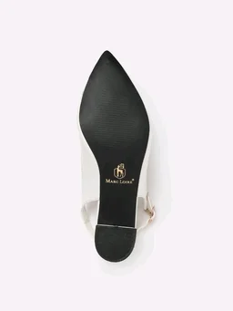 Marc Loire Women's Pointed Toe Block Heel Pumps with Adjustable Slingback for Office, Party and Formal Occasions
