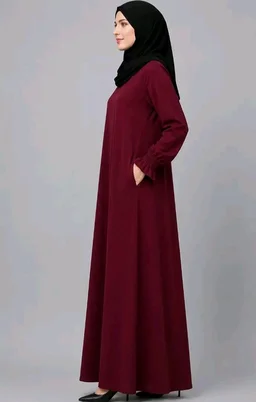 Women’s A-Line Abaya for Women | Loose Fit Modest Dress with Elasticated Sleeves | Nida Matte Fabric | Full Length Abaya
- 2XL, Maroon