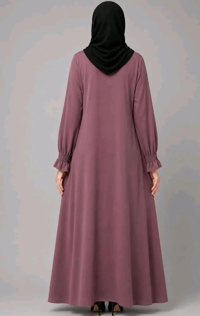 Women’s A-Line Abaya for Women | Loose Fit Modest Dress with Elasticated Sleeves | Nida Matte Fabric | Full Length Abaya
- L, Pink