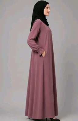 Women’s A-Line Abaya for Women | Loose Fit Modest Dress with Elasticated Sleeves | Nida Matte Fabric | Full Length Abaya
- L, Pink
