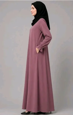 Women’s A-Line Abaya for Women | Loose Fit Modest Dress with Elasticated Sleeves | Nida Matte Fabric | Full Length Abaya
- L, Pink