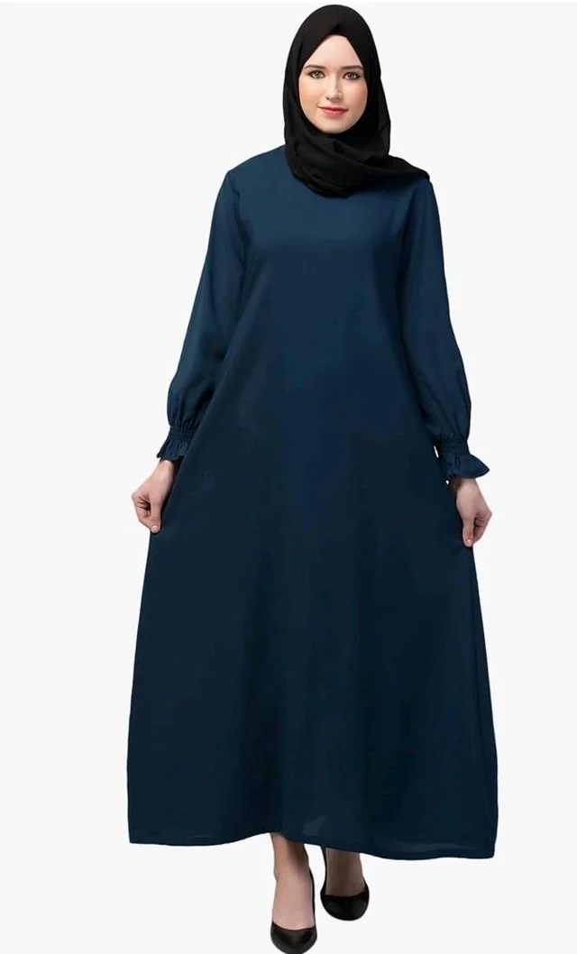 Women’s A-Line Abaya for Women | Loose Fit Modest Dress with Elasticated Sleeves | Nida Matte Fabric | Full Length Abaya
- 3XL, Teal