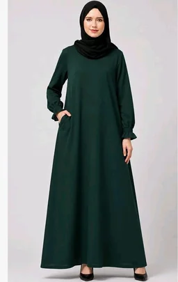 Women’s A-Line Abaya for Women | Loose Fit Modest Dress with Elasticated Sleeves | Nida Matte Fabric | Full Length Abaya
- S, Bottle Green