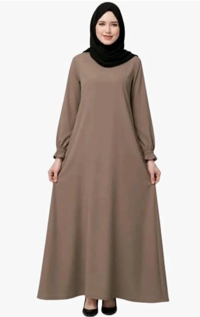 Women’s A-Line Abaya for Women | Loose Fit Modest Dress with Elasticated Sleeves | Nida Matte Fabric | Full Length Abaya
- 2XL, Beige