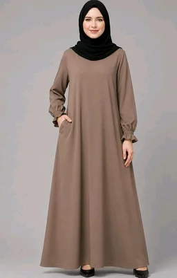 Women’s A-Line Abaya for Women | Loose Fit Modest Dress with Elasticated Sleeves | Nida Matte Fabric | Full Length Abaya
- 2XL, Beige