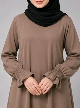 Women’s A-Line Abaya for Women | Loose Fit Modest Dress with Elasticated Sleeves | Nida Matte Fabric | Full Length Abaya
- 2XL, Beige