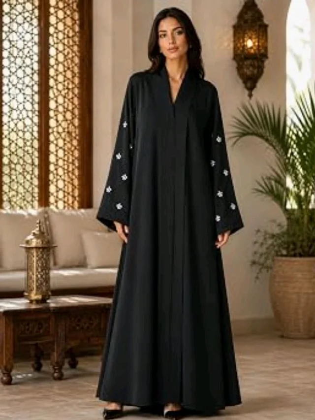Women's kimono Abaya with Floral Embroidery
petal abaya
- M, Black