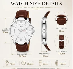 Matrix Antique Day & Date Leather Strap Analog Silicone Watch For Men & Boys - Black