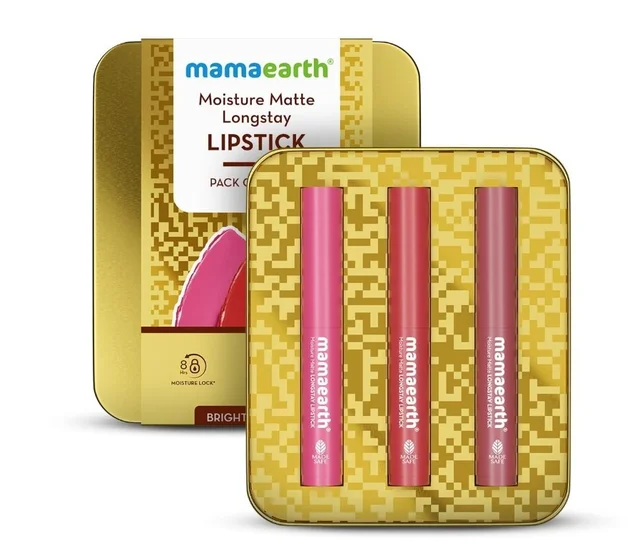 mamaearth Mamaearth Moisture Matte Long Stay Lipstick Minis Gift Set - Bright and Bold | 8 Hour Moisture Lock | Up to 12-Hour Long Stay | Smudge Proof | Travel-Friendly| Gifting For Valentine's Day, Birthday, Anniversary & Special Occasions | Rakhi Gift for Sister | Premium Gift Pack Visit the Mamaearth Store