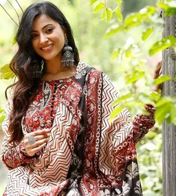 Nermosa Women Printed Anarkali Kurta and Pant Set with Dupatta