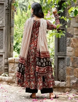 Nermosa Women Printed Anarkali Kurta and Pant Set with Dupatta