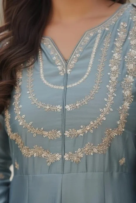 Yashika Women's Silk Blend Embroidered Anarkali Kurta Set with Dupatta | Full Length Ethnic Wear for Women | Wedding