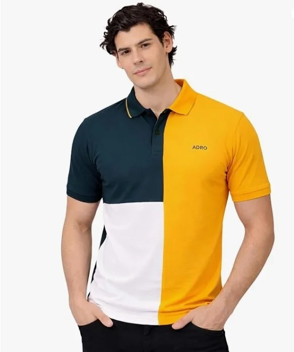 ADRO Multicolour Polo T Shirt | 100% Cotton Mens Polo Tshirt | Regular Fit Half Sleeve Cut & Sew Polo T-Shirt for Men
