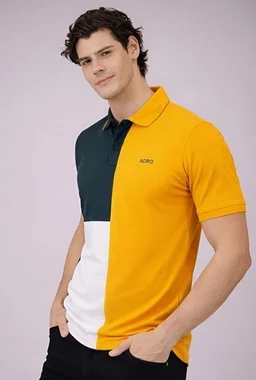 ADRO Multicolour Polo T Shirt | 100% Cotton Mens Polo Tshirt | Regular Fit Half Sleeve Cut & Sew Polo T-Shirt for Men