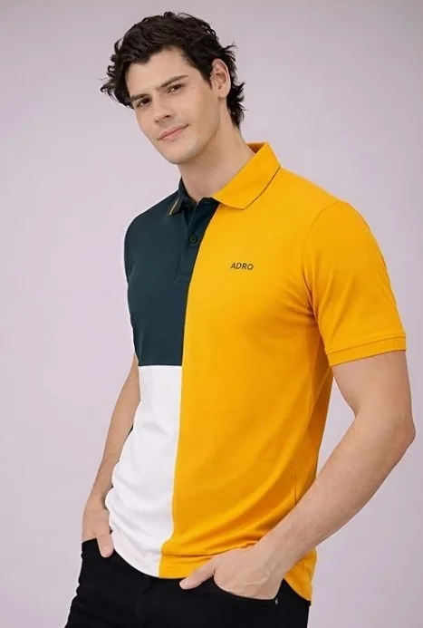 ADRO Multicolour Polo T Shirt | 100% Cotton Mens Polo Tshirt | Regular Fit Half Sleeve Cut & Sew Polo T-Shirt for Men