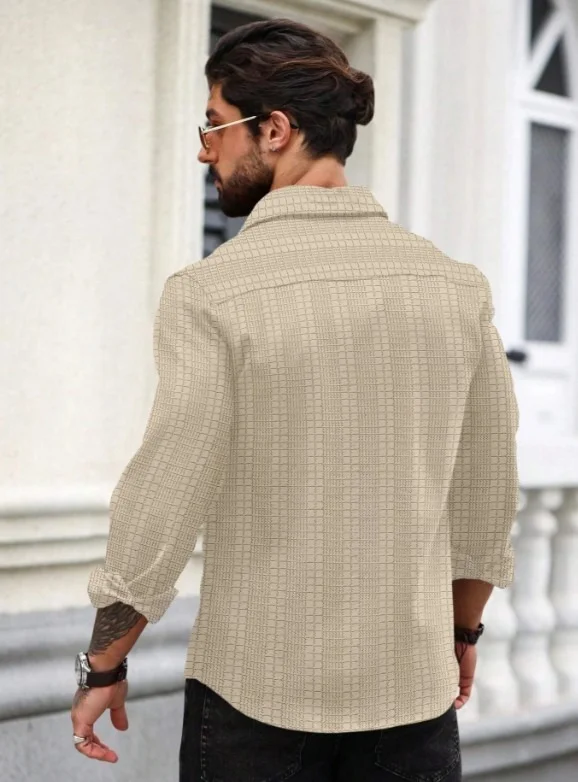 SPOQUE Men Regular Fit Self Design Spread Collar Casual Shirt