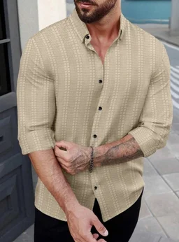 SPOQUE Men Regular Fit Self Design Spread Collar Casual Shirt